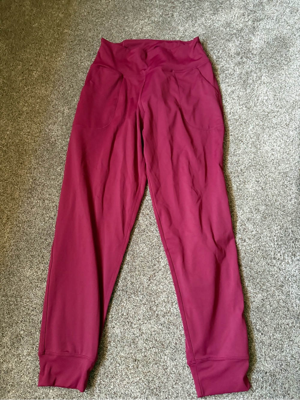High-Rise Wine Color Jogger Pants for Women